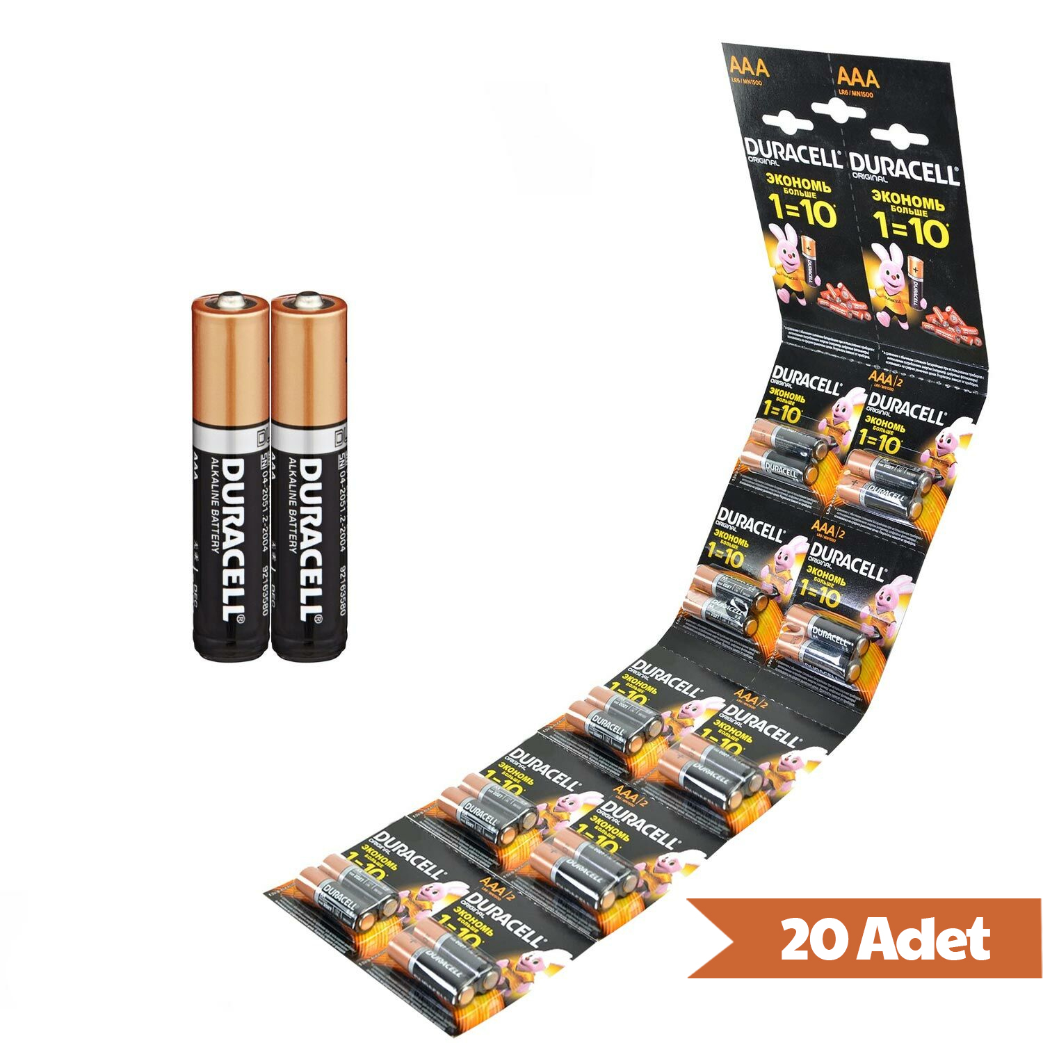 20 Adet - Duracell Simply, İnce Pil, Alkaline AAA